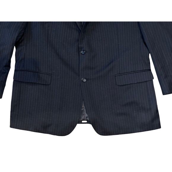 PRONTO UOMO PLATINUM Mens Pinstripe Sport Coat 50 L Black Wool‎ 2 Button EUC - Picture 3 of 8
